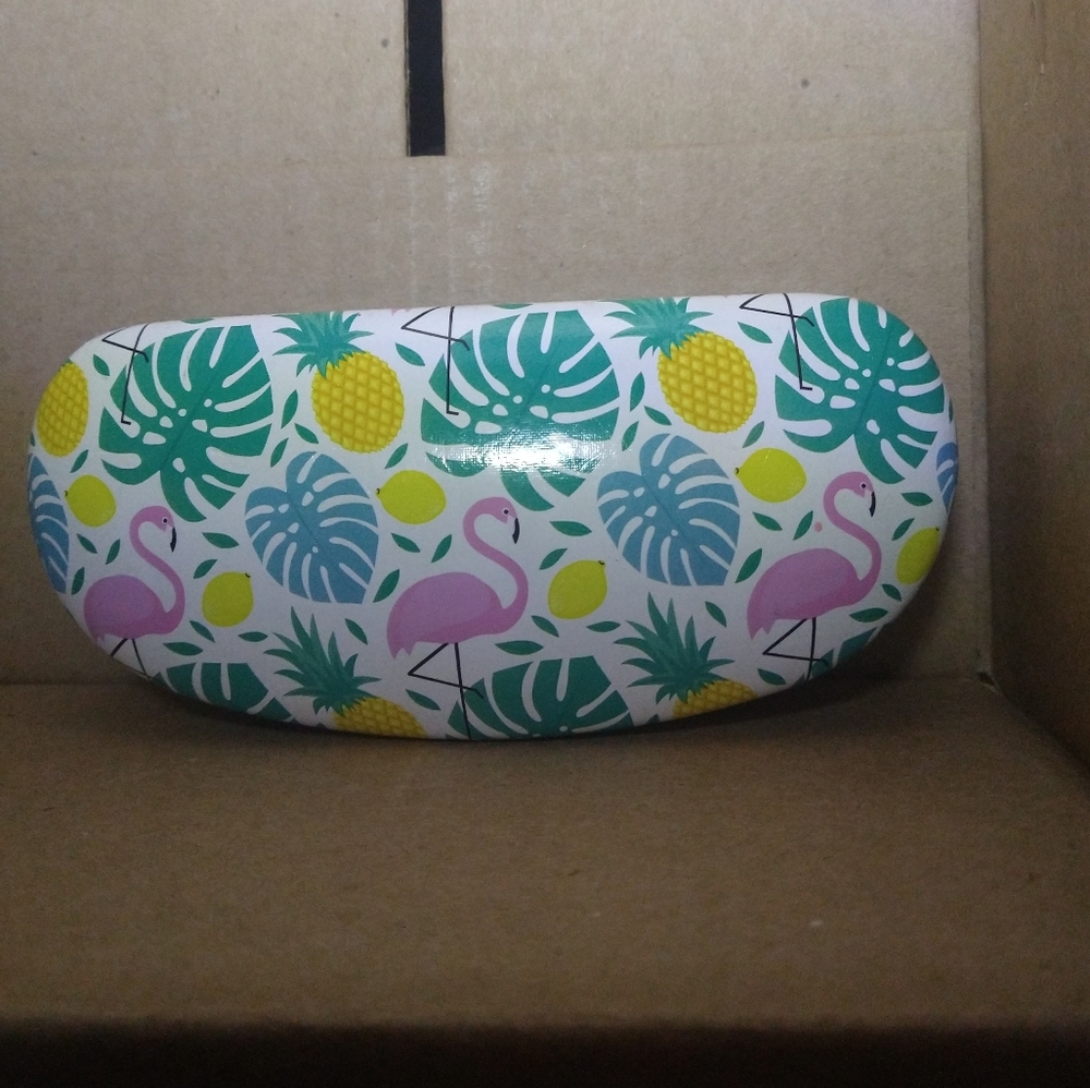 Bundle of 2 Tropical Glasses hard case Flamingo Pineapple Palm - Picture 3 of 9